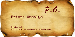 Printz Orsolya névjegykártya